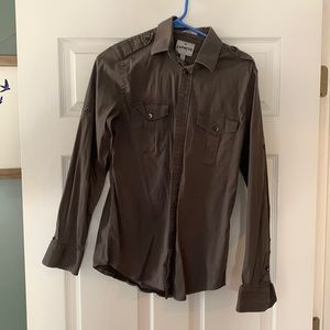 Grey button down express small